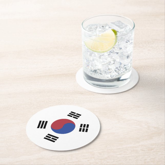 Sydkorea flagga underlägg papper rund (Insitu)
