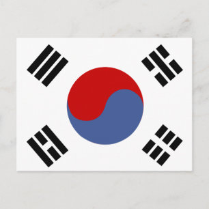 Sydkorea Flagga Vykort