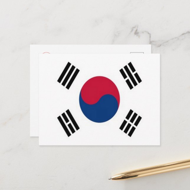 Sydkorea - Flagga - Vykort (Fram/Back In Situ)