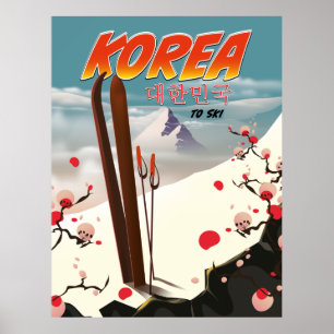 Sydkorea för skidåkning poster