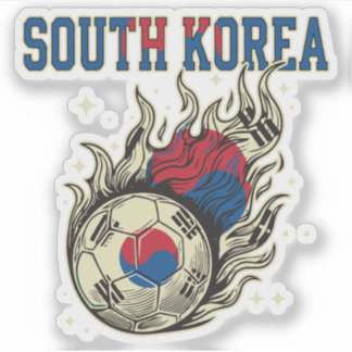 Sydkorea Fotboll Flammande Boll Retro Fotboll Fan Klistermärken