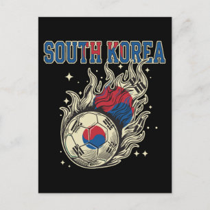 Sydkorea Fotboll Flammande Boll Retro Fotboll Fan Vykort