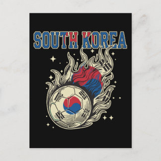 Sydkorea Fotboll Flammande Boll Retro Fotboll Fan Vykort