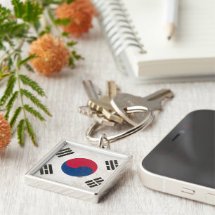Sydkorea Fyrkantig Silverfärgad Nyckelring