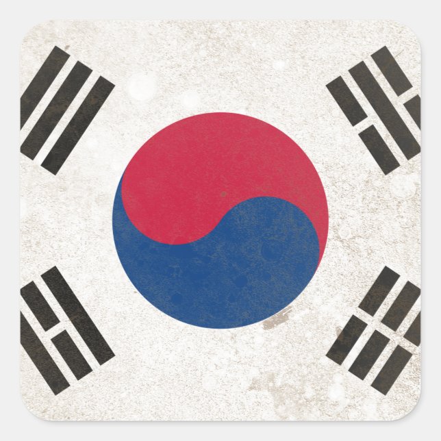 Sydkorea Fyrkantigt Klistermärke (Framsida)