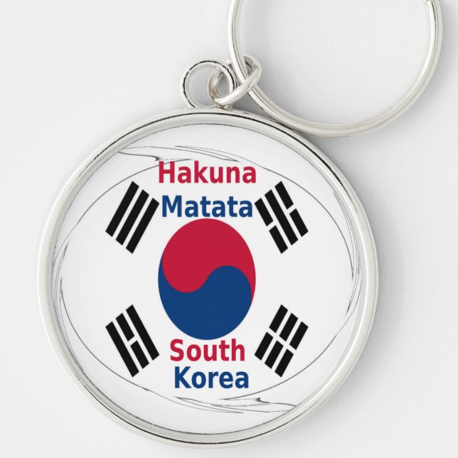 Sydkorea Hakuna Matata Rund Silverfärgad Nyckelring (Framsidan)