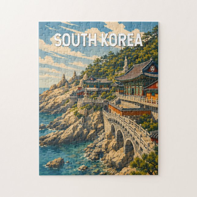 Sydkorea Illustration Resa Konst Vintage Pussel (Vertikal)