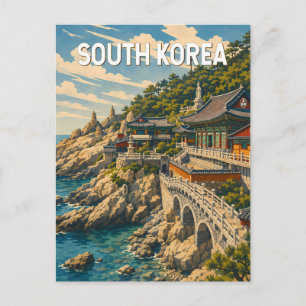 Sydkorea Illustration Resa Konst Vintage Vykort