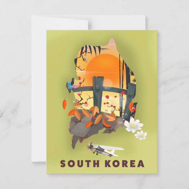 Sydkorea illustrerad kartaffisch (Framsida)