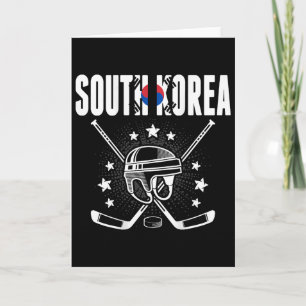 Sydkorea Ishockeyfans Tröja Koreanska Flaggan Puck Kort