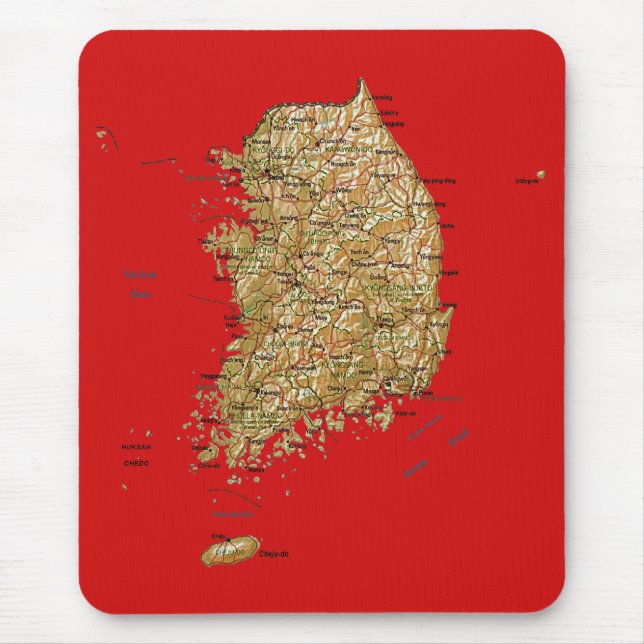 Sydkorea karta Mousepad Musmatta (Framsidan)