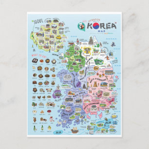 Sydkorea Karta Vykort