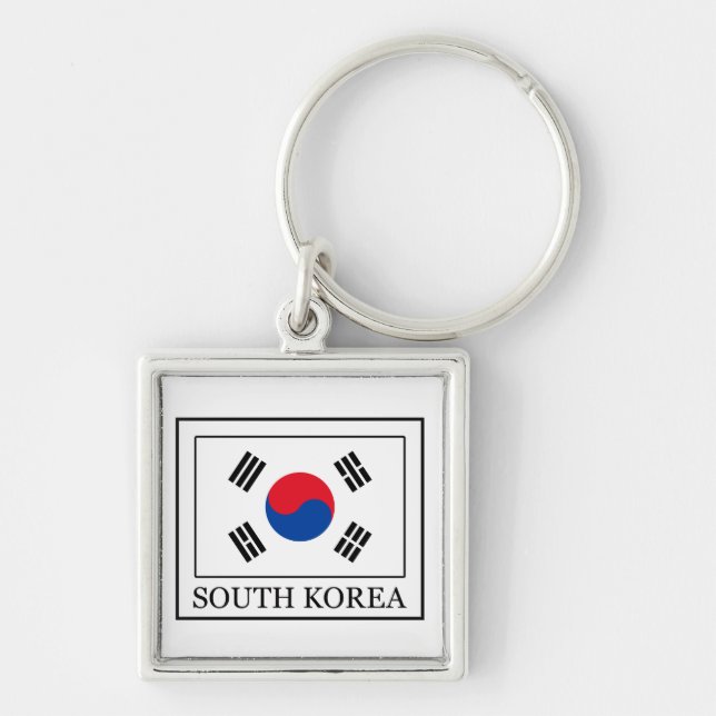 Sydkorea keychain fyrkantig silverfärgad nyckelring (Framsidan)