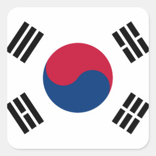 Sydkorea koreansk flagga Seoul S.K. Korean Vara Fyrkantigt Klistermärke