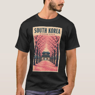 Sydkorea Körsbärsblom Illustration Resa Konst T Shirt