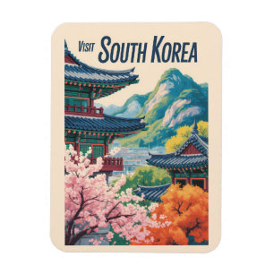 Sydkorea Landskapsillustration Resa Konst Magnet