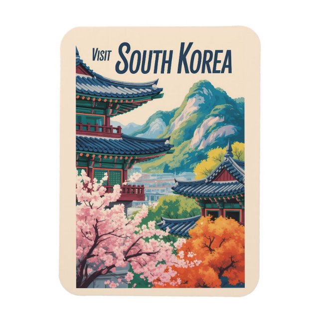 Sydkorea Landskapsillustration Resa Konst Magnet (Vertikal)