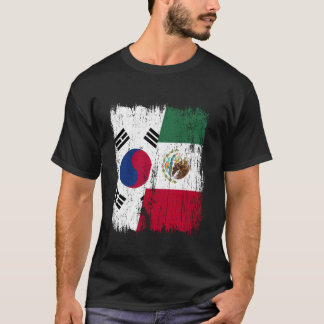 Sydkorea Mexiko Halv Flagga Sydkorean Mexikansk T Shirt