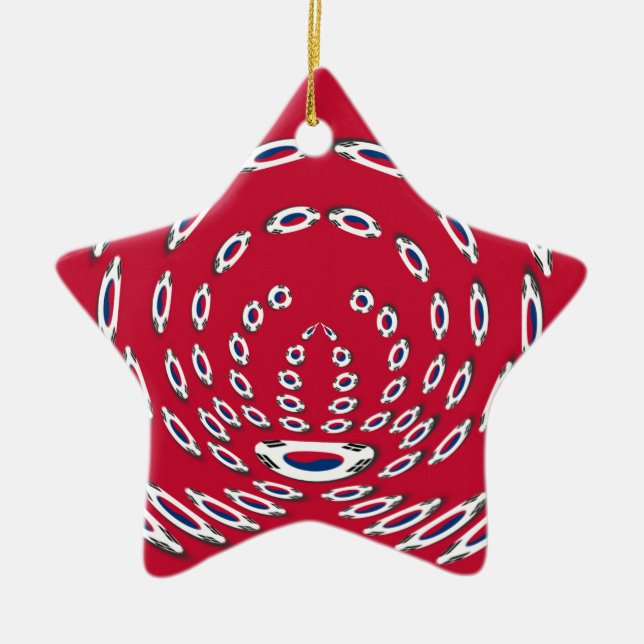 Sydkorea Polka Dot flagga Julgransprydnad Keramik (Framsidan)