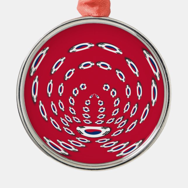 Sydkorea Polka Dot flagga Julgransprydnad Metall (Framsidan)