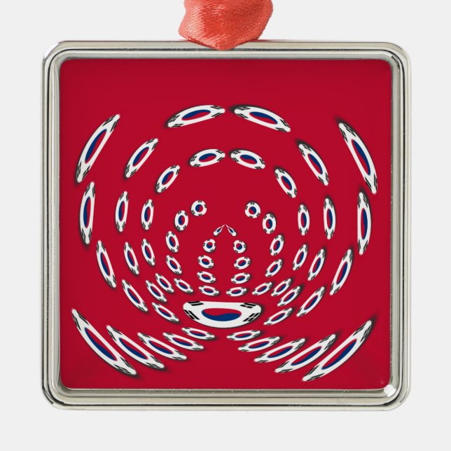 Sydkorea Polka Dot flagga Julgransprydnad Metall (Framsidan)