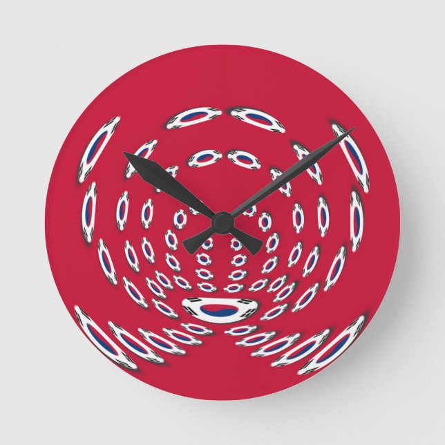Sydkorea Polka Dot flagga Rund Klocka (Framsida)