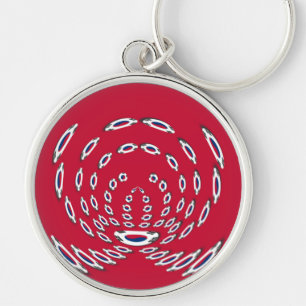 Sydkorea Polka Dot flagga Rund Silverfärgad Nyckelring