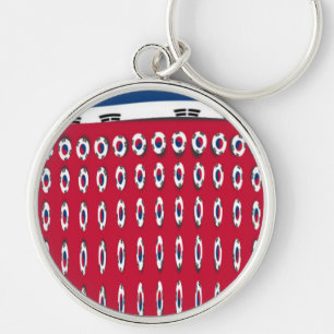 Sydkorea PolkaDot-flagga Rund Silverfärgad Nyckelring