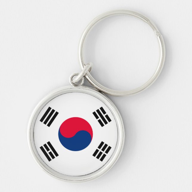 Sydkorea Rund Silverfärgad Nyckelring (Framsidan)