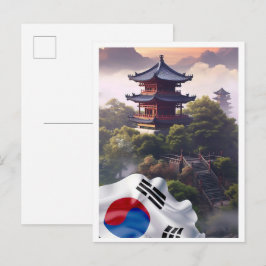 Sydkorea Seoul Konst Vintage Resa Illustration Vykort