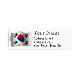 Sydkorea som vinkar flagga returadress etikett