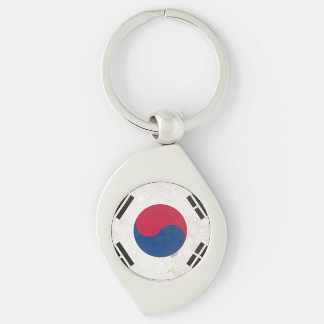 Sydkorea Swirl Silverfärgad Nyckelring (Framsidan)