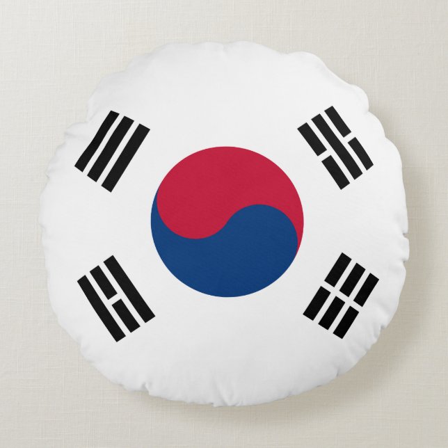 Sydkorea (Sydkorea) Flagga Rund Kudde (Framsidan)