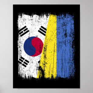 Sydkorea Ukraina Halv Flagga Sydkoreanska Ukrainar Poster