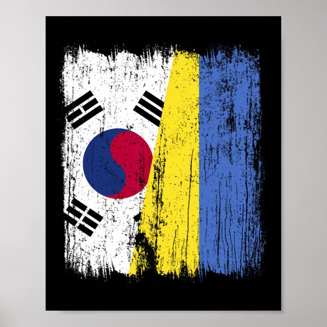 Sydkorea Ukraina Halv Flagga Sydkoreanska Ukrainar Poster (Framsidan)