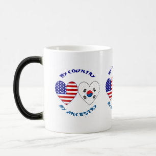 Sydkorea USA Heart Flagga My Land My Ancestry Magisk Mugg