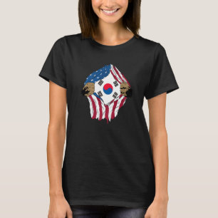 Sydkorea, USA, koreanska rötter flagga Premium T Shirt