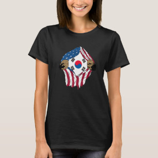 Sydkorea, USA, koreanska rötter flagga Premium T Shirt