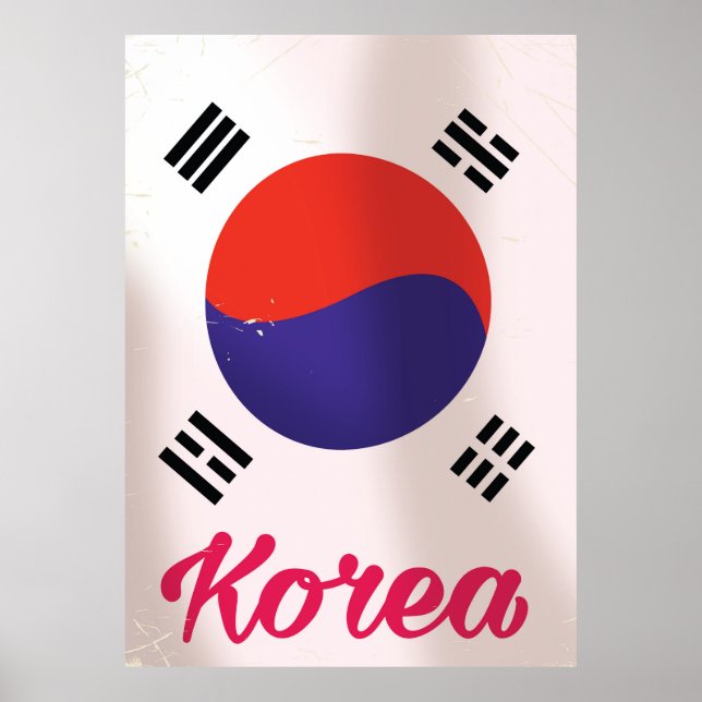 Sydkorea Vintage-resa affisch (Framsidan)