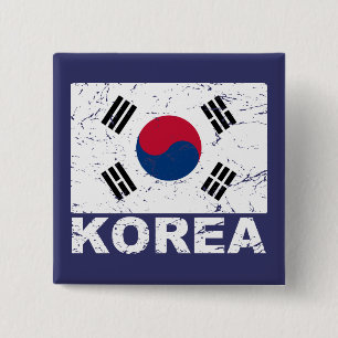 Sydkorea vintageflagga knapp