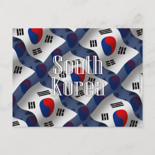 Sydkorea Wave Flagga Vykort
