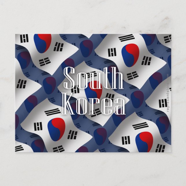 Sydkorea Wave Flagga Vykort (Framsida)