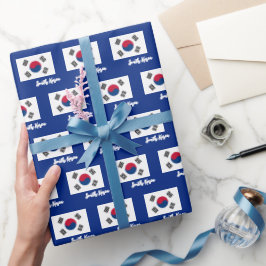 Sydkorea Wrapping Papper, Koreansk Flagga Blue Presentpapper