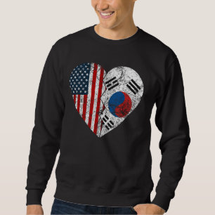 Sydkoreansk amerikansk Flagga Heart United Stat Lång Ärmad Tröja