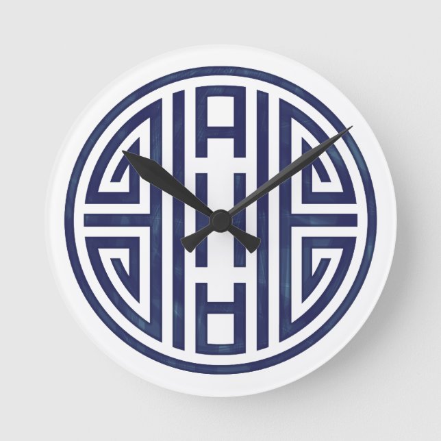 Sydkoreansk blå och vit rund klocka (Framsida)