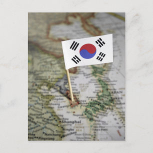 Sydkoreansk flagga i karta vykort