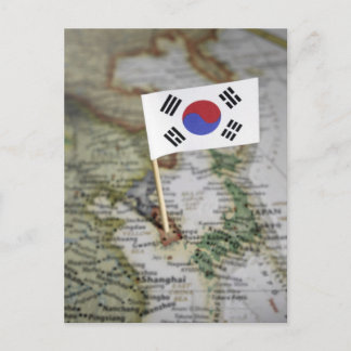 Sydkoreansk flagga i karta vykort