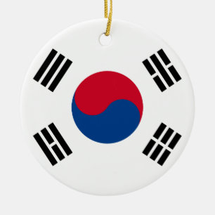 Sydkoreansk flagga julgransprydnad keramik