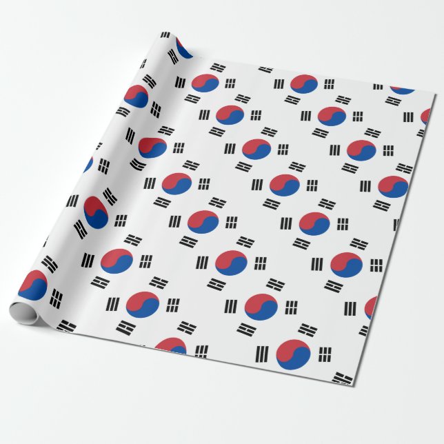Sydkoreansk flagga - Korea - Taegeukgi - 대한민국의국기 Presentpapper (Utrullad)