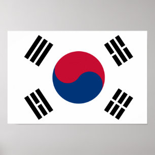 Sydkoreansk Flagga Poster - 16,50 x 11 tum